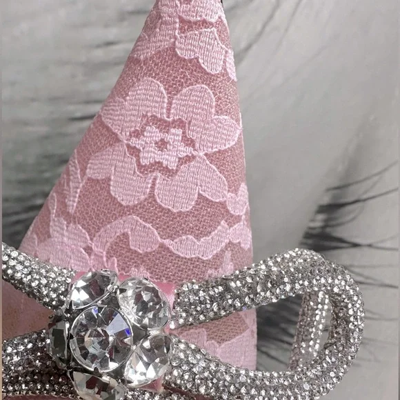 🌺MACH & MACH🌺 Double Bow Floral Lace Mules in Pink Size: 37.5 - Picture 12 of 14